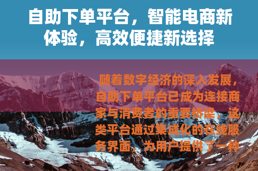 自助下单平台，智能电商新体验，高效便捷新选择