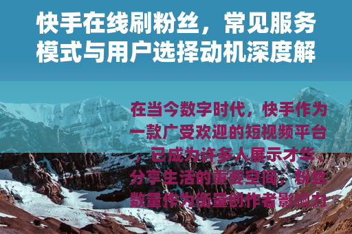 快手在线刷粉丝，常见服务模式与用户选择动机深度解析