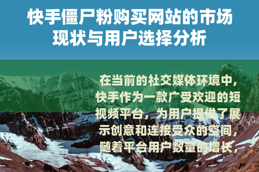 快手僵尸粉购买网站的市场现状与用户选择分析