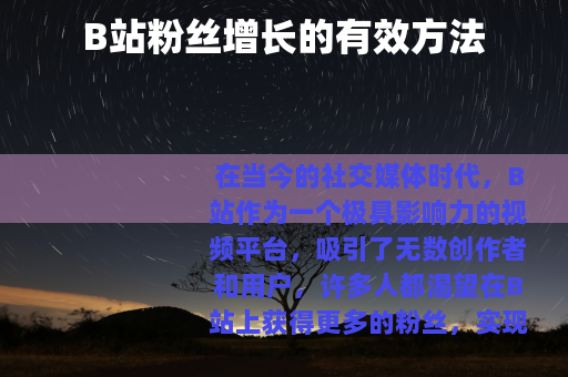 B站粉丝增长的有效方法