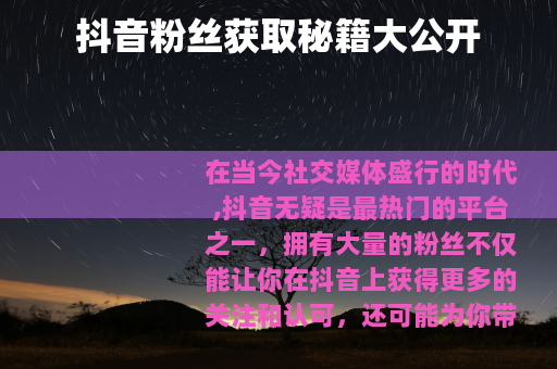 抖音粉丝获取秘籍大公开