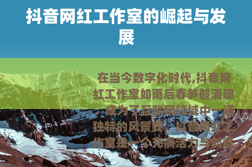 抖音网红工作室的崛起与发展