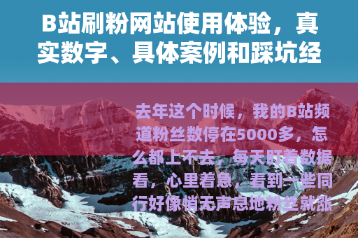 B站刷粉网站使用体验，真实数字、具体案例和踩坑经历全记录
