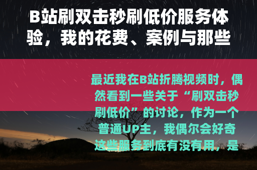 B站刷双击秒刷低价服务体验，我的花费、案例与那些头疼事