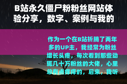 B站永久僵尸粉粉丝网站体验分享，数字、案例与我的踩坑经历回顾