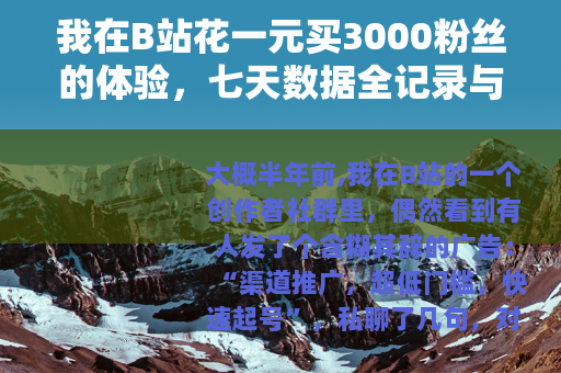 我在B站花一元买3000粉丝的体验，七天数据全记录与思考