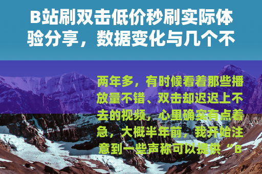 B站刷双击低价秒刷实际体验分享，数据变化与几个不太好的经历