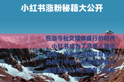 小红书涨粉秘籍大公开