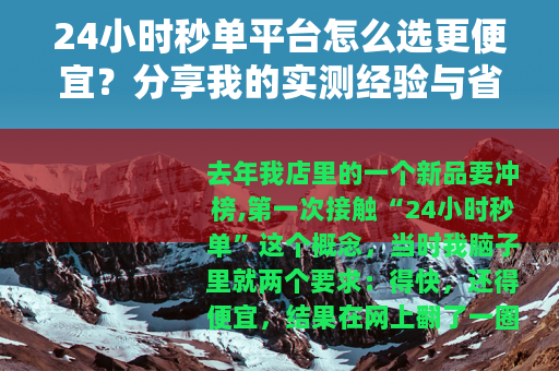 24小时秒单平台怎么选更便宜？分享我的实测经验与省心技巧