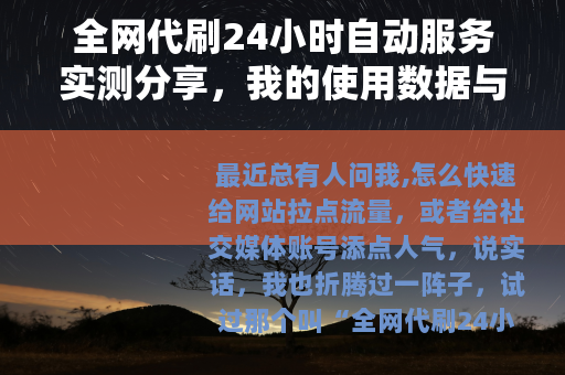 全网代刷24小时自动服务实测分享，我的使用数据与踩坑经验谈