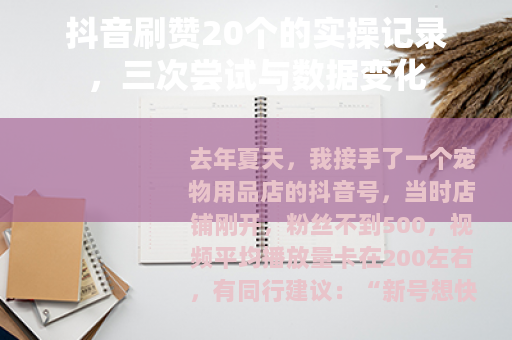 抖音刷赞20个的实操记录，三次尝试与数据变化