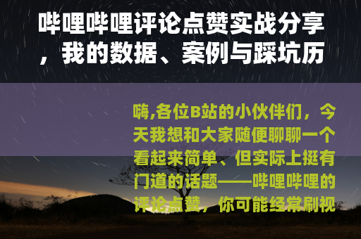 哔哩哔哩评论点赞实战分享，我的数据、案例与踩坑历程