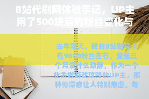 B站代刷网体验手记，UP主用了500块后的粉丝变化与思考