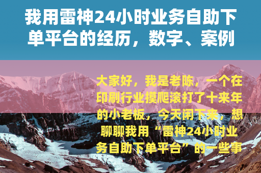 我用雷神24小时业务自助下单平台的经历，数字、案例和踩坑
