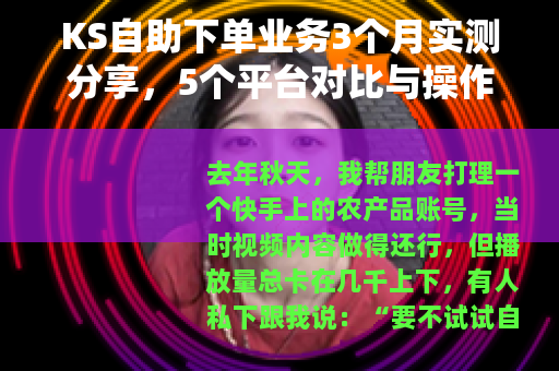 KS自助下单业务3个月实测分享，5个平台对比与操作细节记录