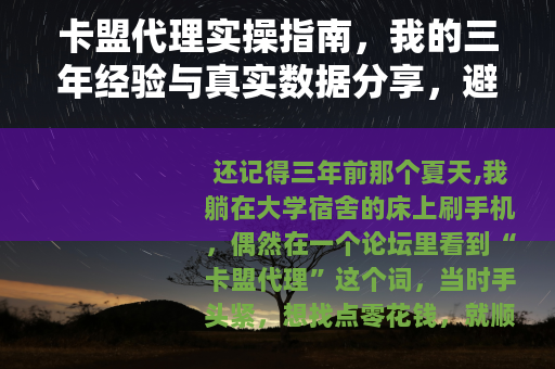 卡盟代理实操指南，我的三年经验与真实数据分享，避免常见弯路