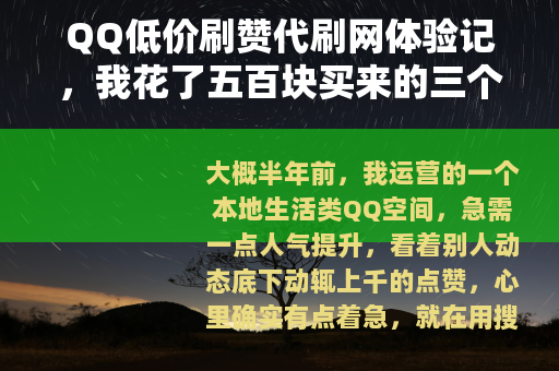 QQ低价刷赞代刷网体验记，我花了五百块买来的三个教训