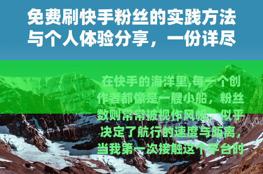 免费刷快手粉丝的实践方法与个人体验分享，一份详尽指南