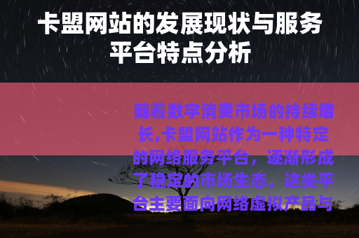 卡盟网站的发展现状与服务平台特点分析