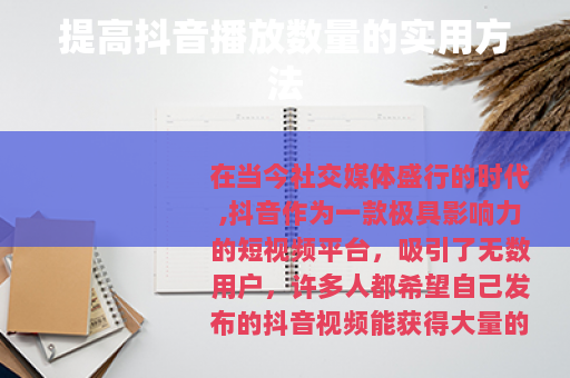 提高抖音播放数量的实用方法