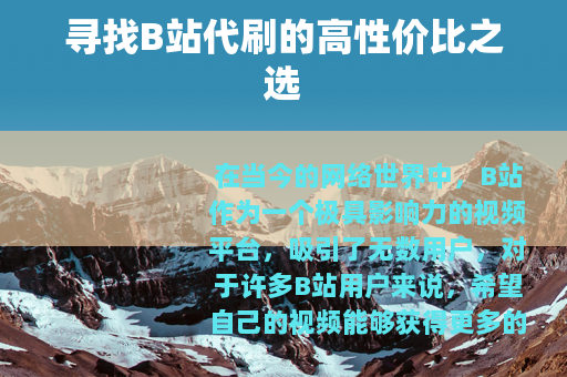 寻找B站代刷的高性价比之选