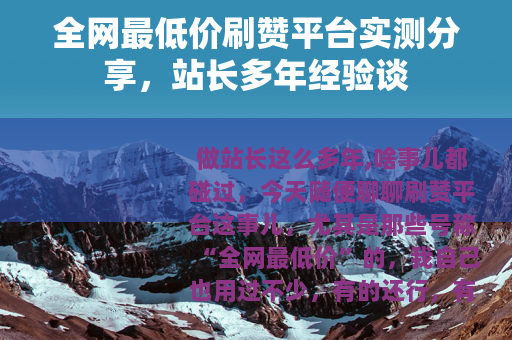 全网最低价刷赞平台实测分享，站长多年经验谈