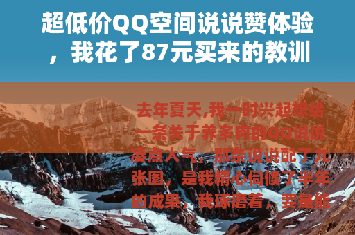 超低价QQ空间说说赞体验，我花了87元买来的教训