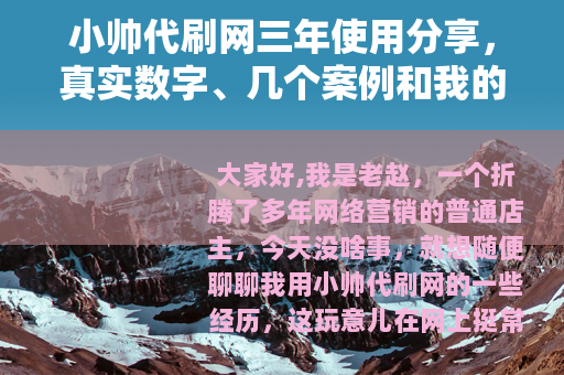 小帅代刷网三年使用分享，真实数字、几个案例和我的踩坑记录