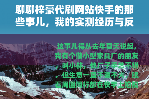聊聊梓豪代刷网站快手的那些事儿，我的实测经历与反思