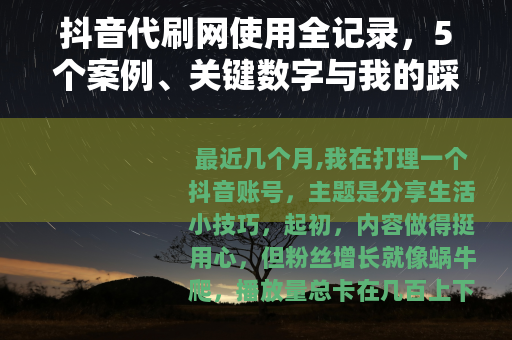 抖音代刷网使用全记录，5个案例、关键数字与我的踩坑经验分享