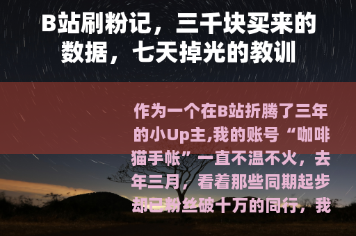 B站刷粉记，三千块买来的数据，七天掉光的教训
