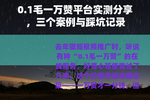 0.1毛一万赞平台实测分享，三个案例与踩坑记录