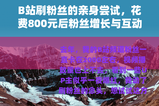 B站刷粉丝的亲身尝试，花费800元后粉丝增长与互动脱节的思考