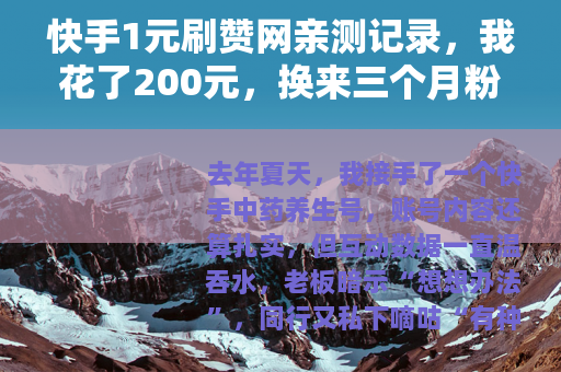 快手1元刷赞网亲测记录，我花了200元，换来三个月粉丝停滞