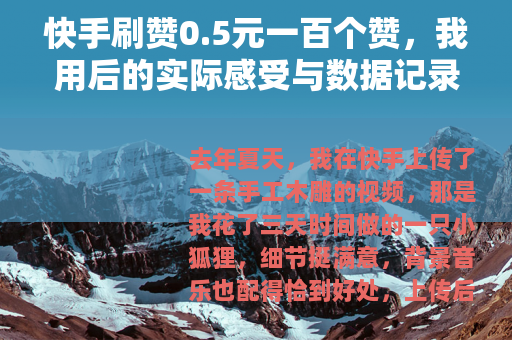 快手刷赞0.5元一百个赞，我用后的实际感受与数据记录
