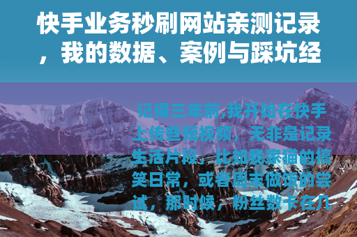 快手业务秒刷网站亲测记录，我的数据、案例与踩坑经验分享