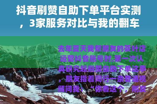 抖音刷赞自助下单平台实测，3家服务对比与我的翻车记录