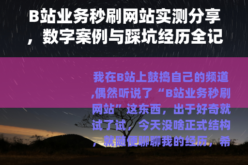 B站业务秒刷网站实测分享，数字案例与踩坑经历全记录