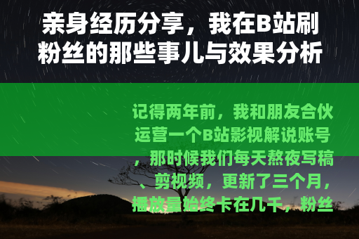 亲身经历分享，我在B站刷粉丝的那些事儿与效果分析