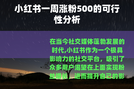 小红书一周涨粉500的可行性分析