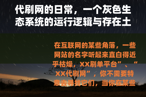 代刷网的日常，一个灰色生态系统的运行逻辑与存在土壤