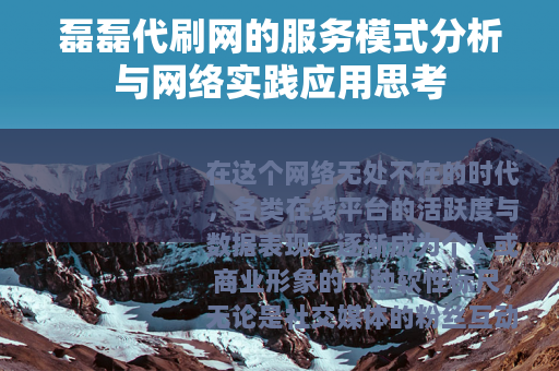 磊磊代刷网的服务模式分析与网络实践应用思考