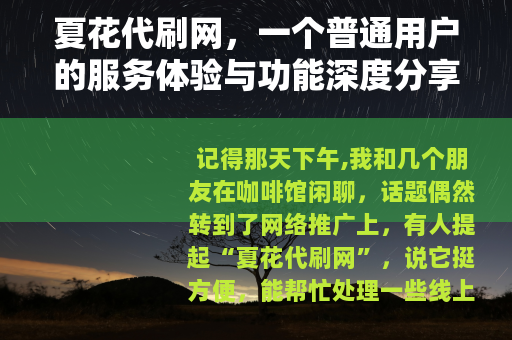 夏花代刷网，一个普通用户的服务体验与功能深度分享