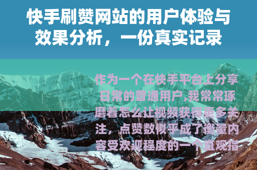 快手刷赞网站的用户体验与效果分析，一份真实记录