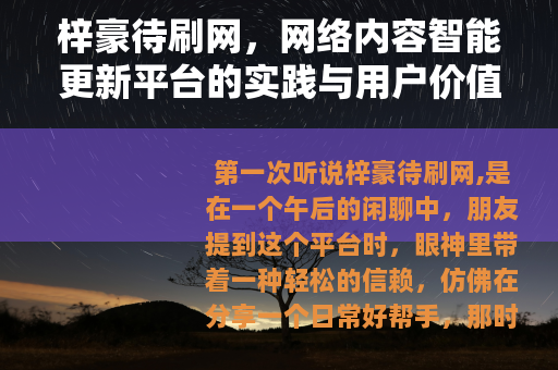 梓豪待刷网，网络内容智能更新平台的实践与用户价值洞察