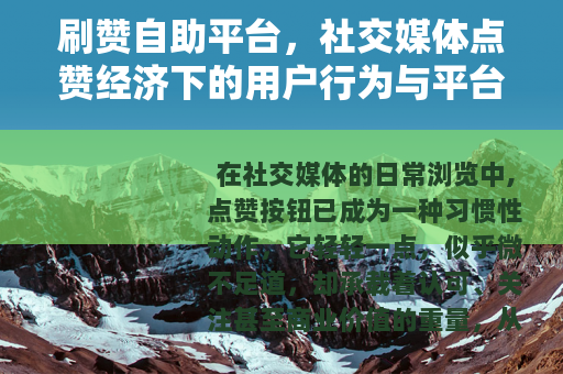 刷赞自助平台，社交媒体点赞经济下的用户行为与平台反应分析