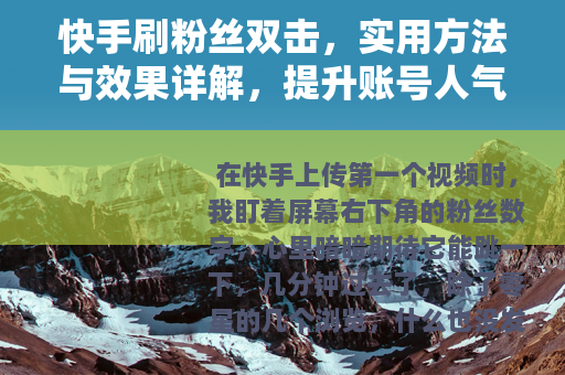 快手刷粉丝双击，实用方法与效果详解，提升账号人气必备