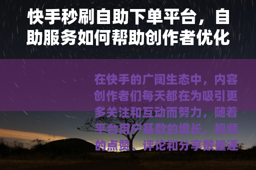 快手秒刷自助下单平台，自助服务如何帮助创作者优化互动数据体验