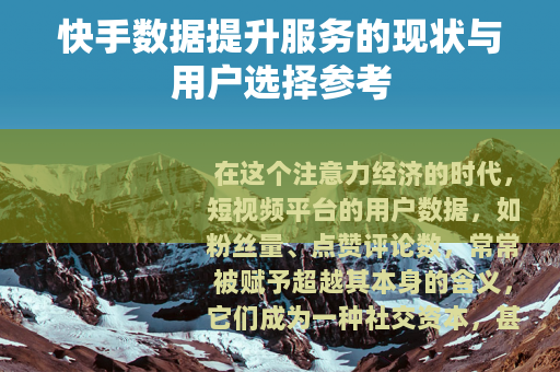 快手数据提升服务的现状与用户选择参考