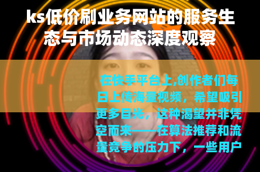 ks低价刷业务网站的服务生态与市场动态深度观察